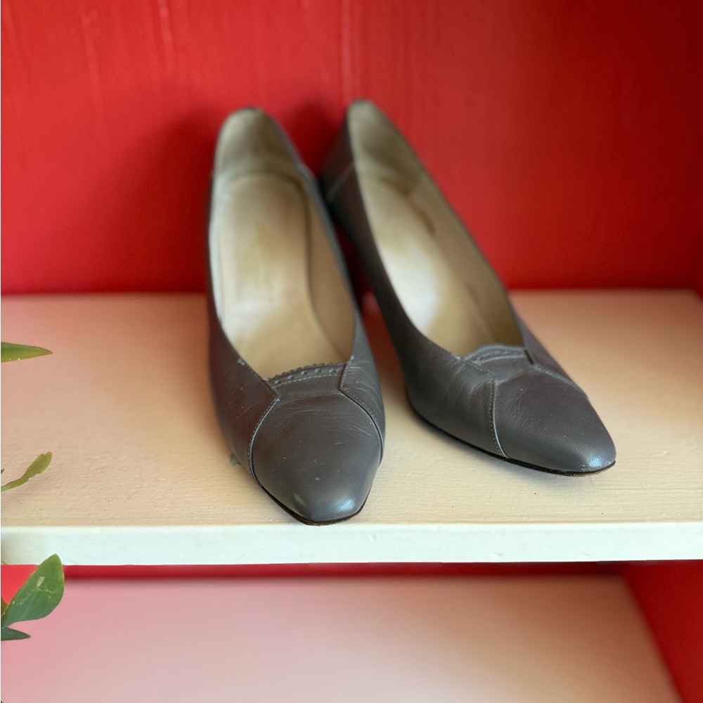 Gray Vintage Italian Leather Heels